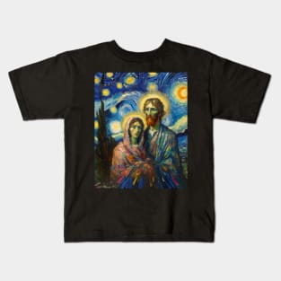 Mary & Joseph in starry night Kids T-Shirt